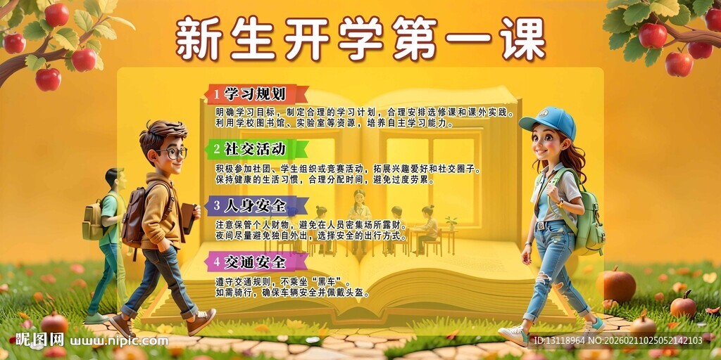 新生开学第一课迎新背景