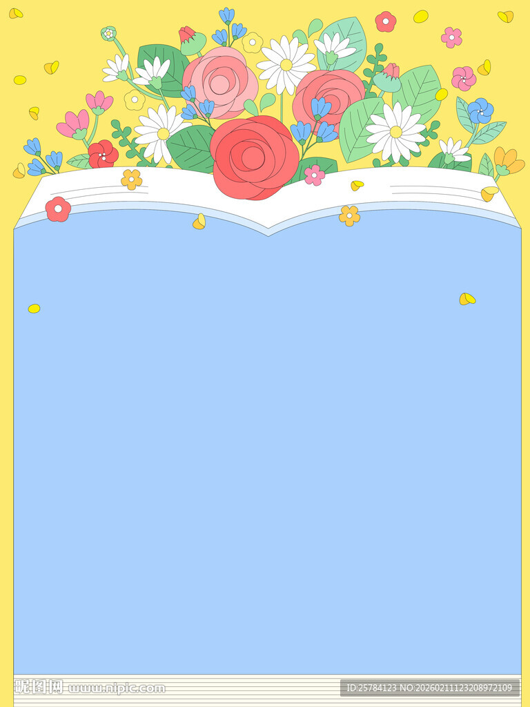 春天生机勃勃花朵玫瑰雏菊插画