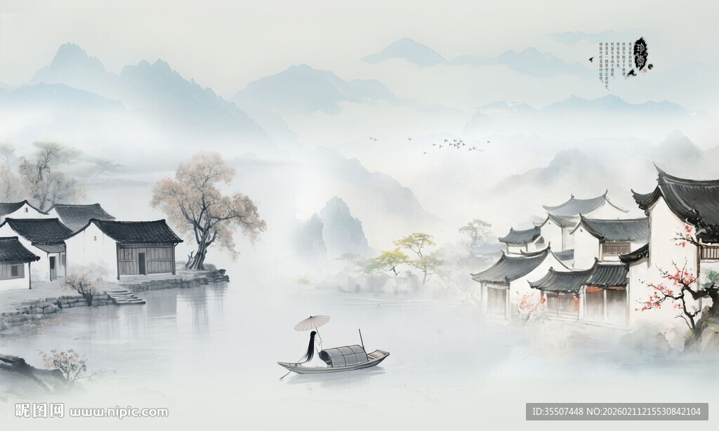 山水意境中国风水墨画