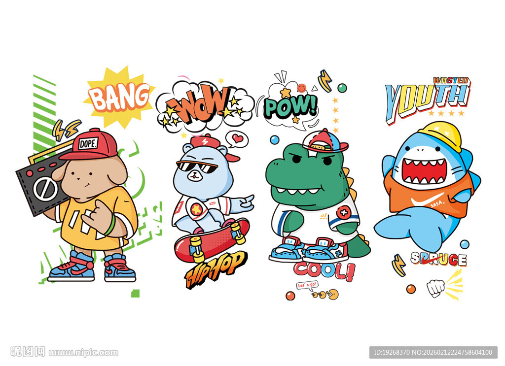 卡通潮流人物贴纸展示