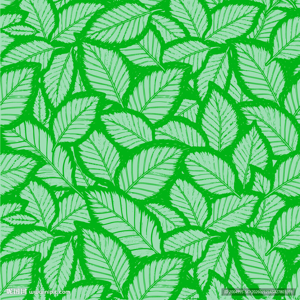 绿色叶脉树叶矢量图案