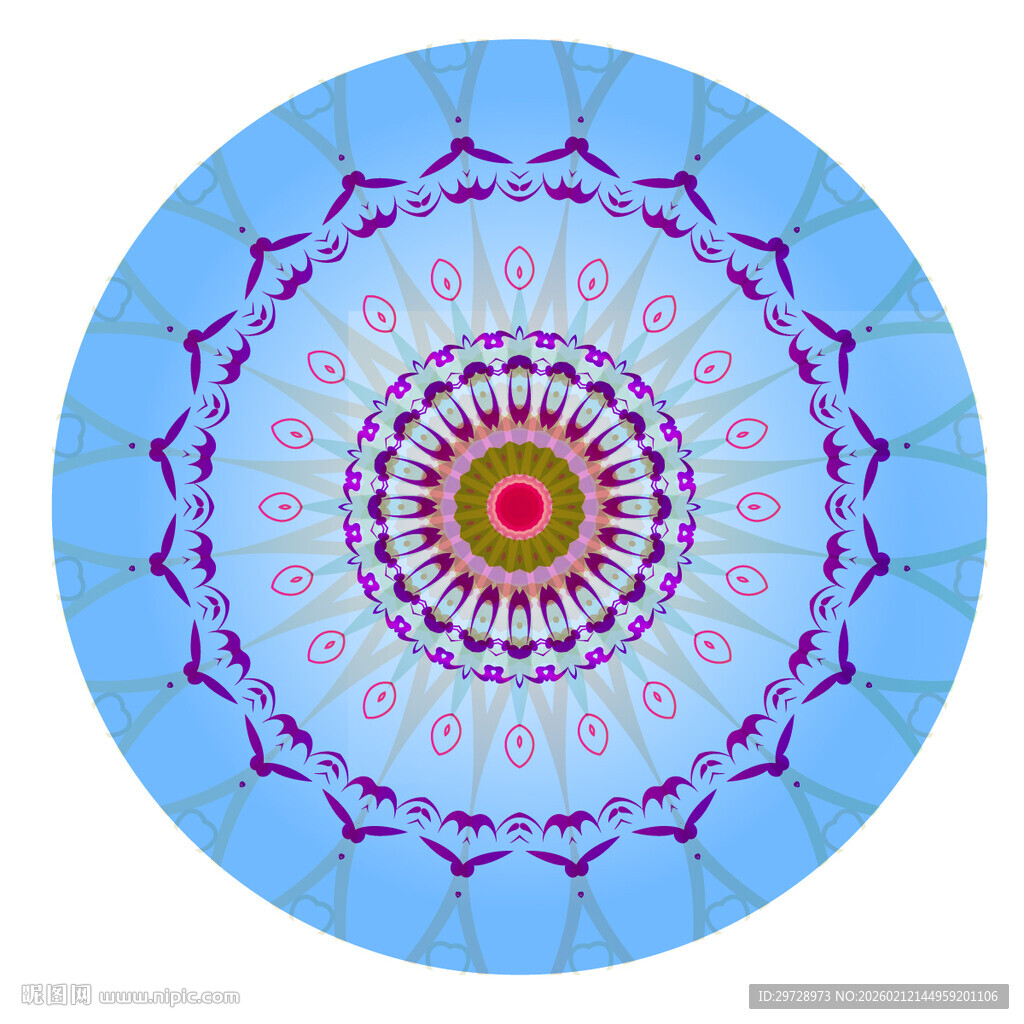 蓝色曼陀罗花纹图案