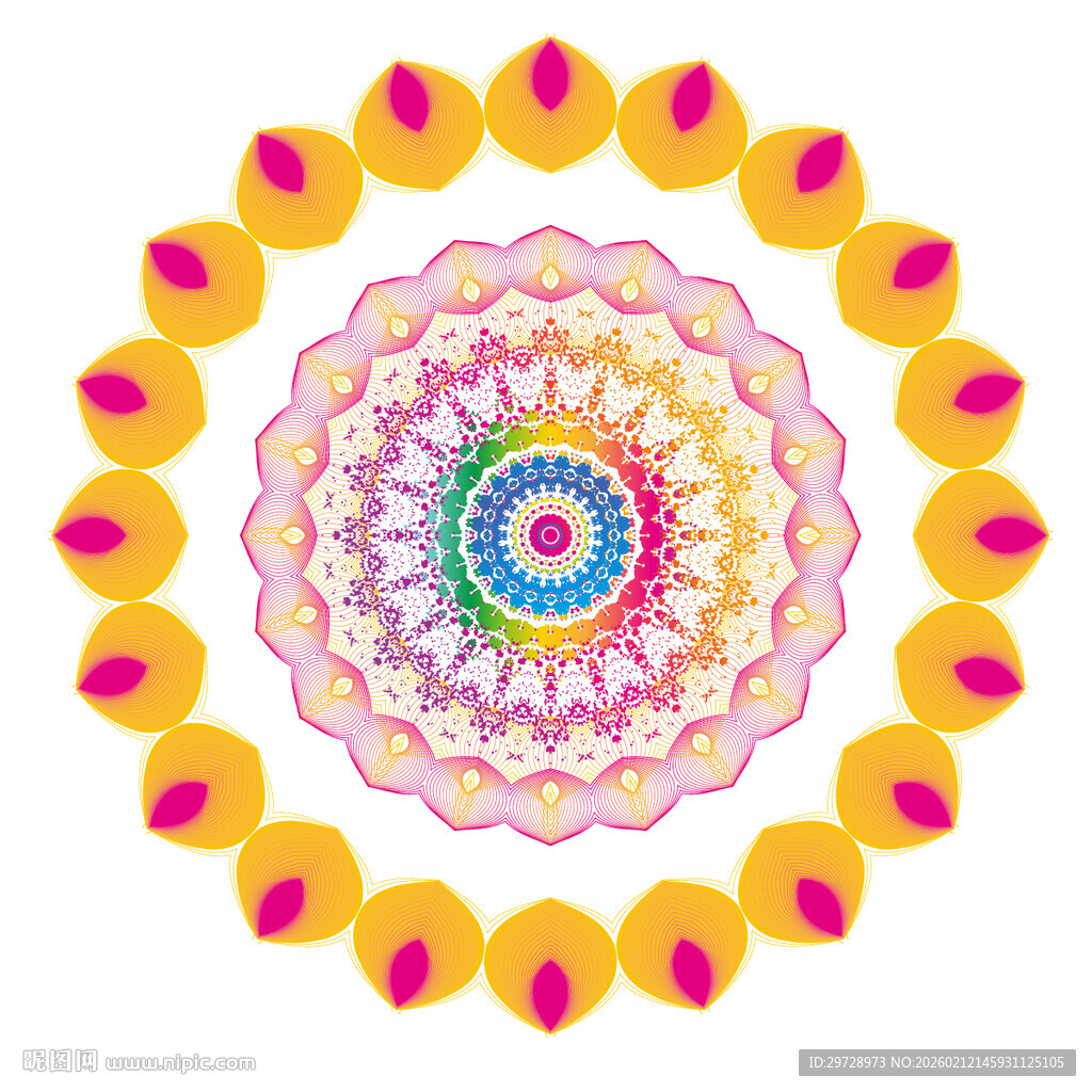 圆形彩色分形花