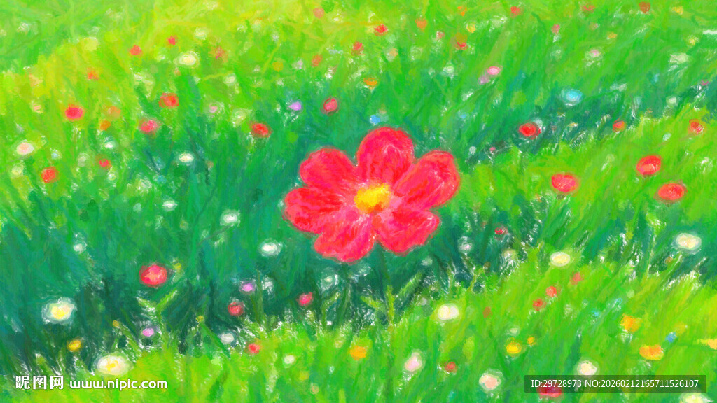 水彩小红花装饰画