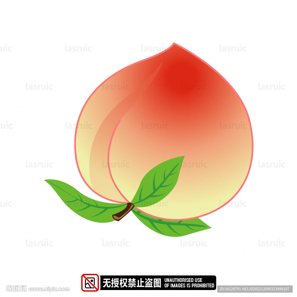 手绘鲜嫩桃子插画