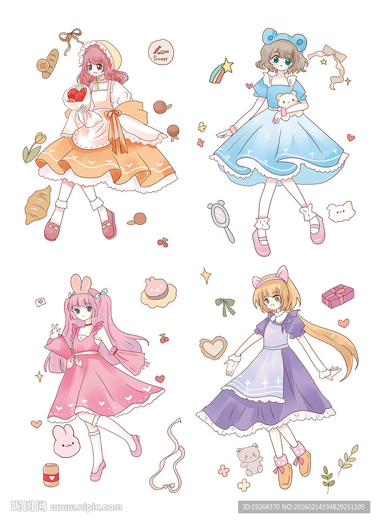 可爱少女动漫角色插画