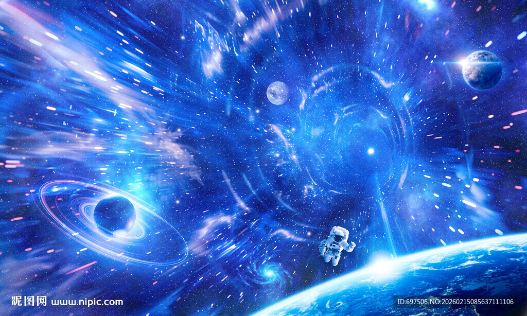 宇宙时空隧道太空星球宇航员背景