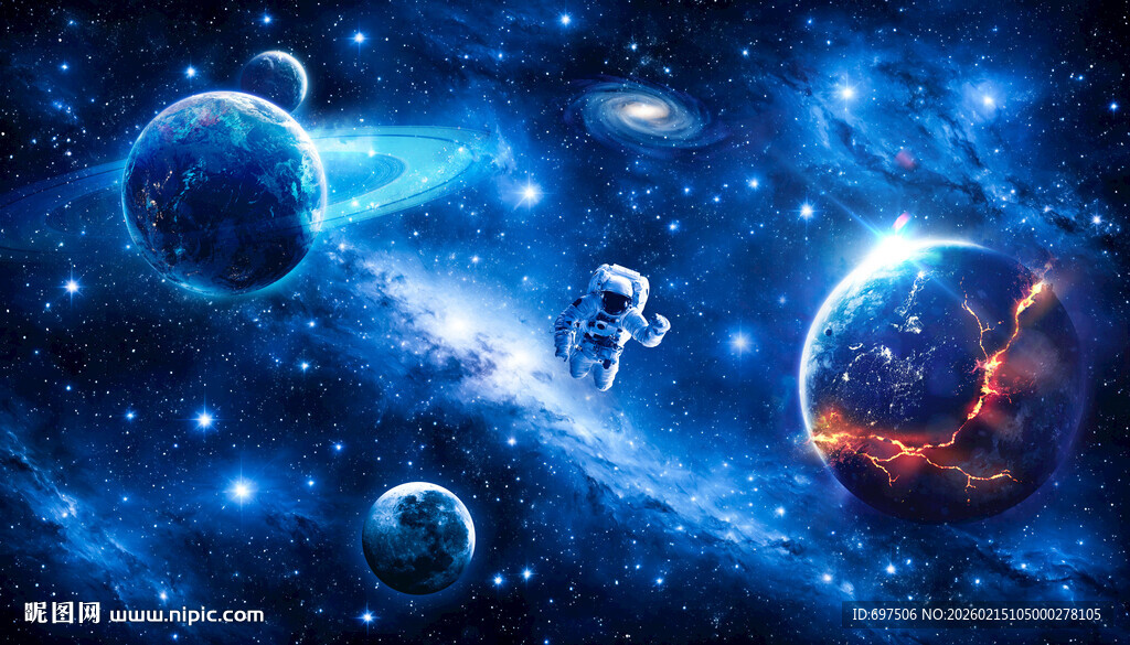 宇宙星球太空宇航员银河星空背景