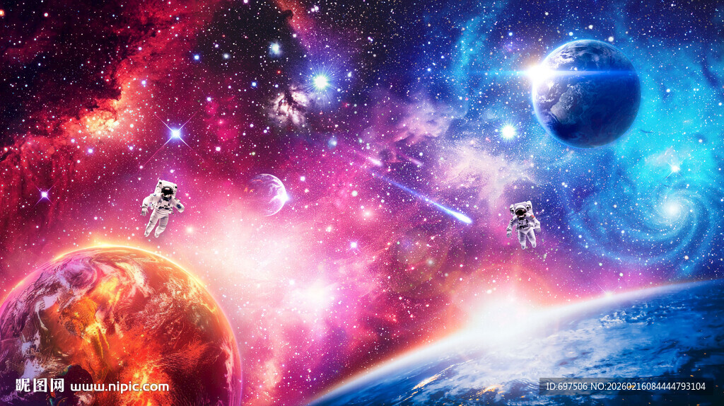 梦幻宇宙星空太空宇航员星球背景