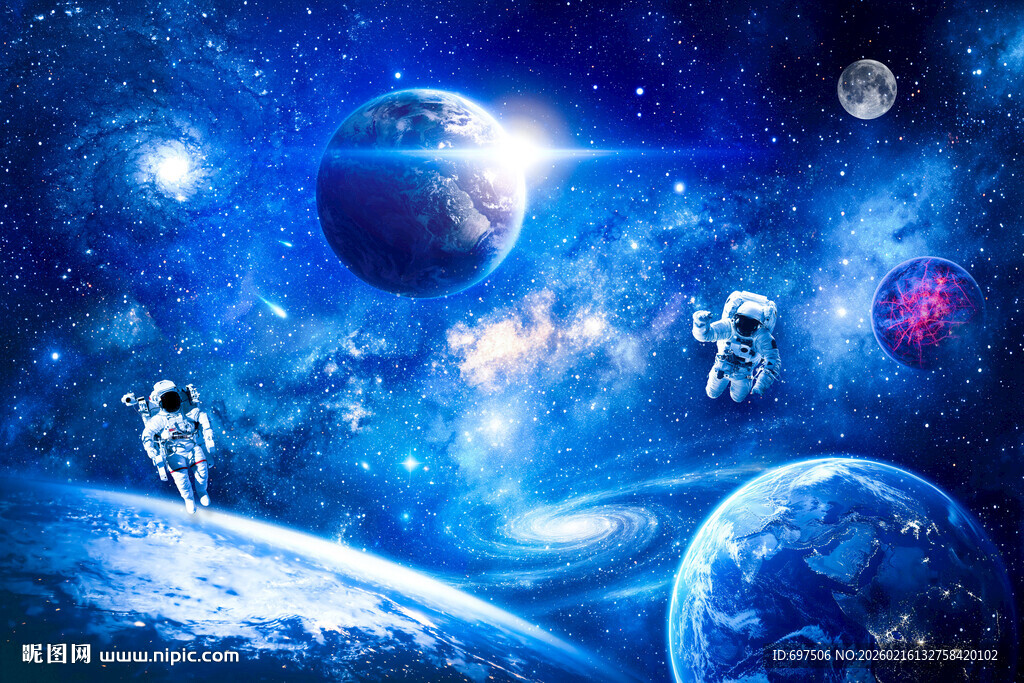 宇宙星空太空漩涡宇航员星球背景