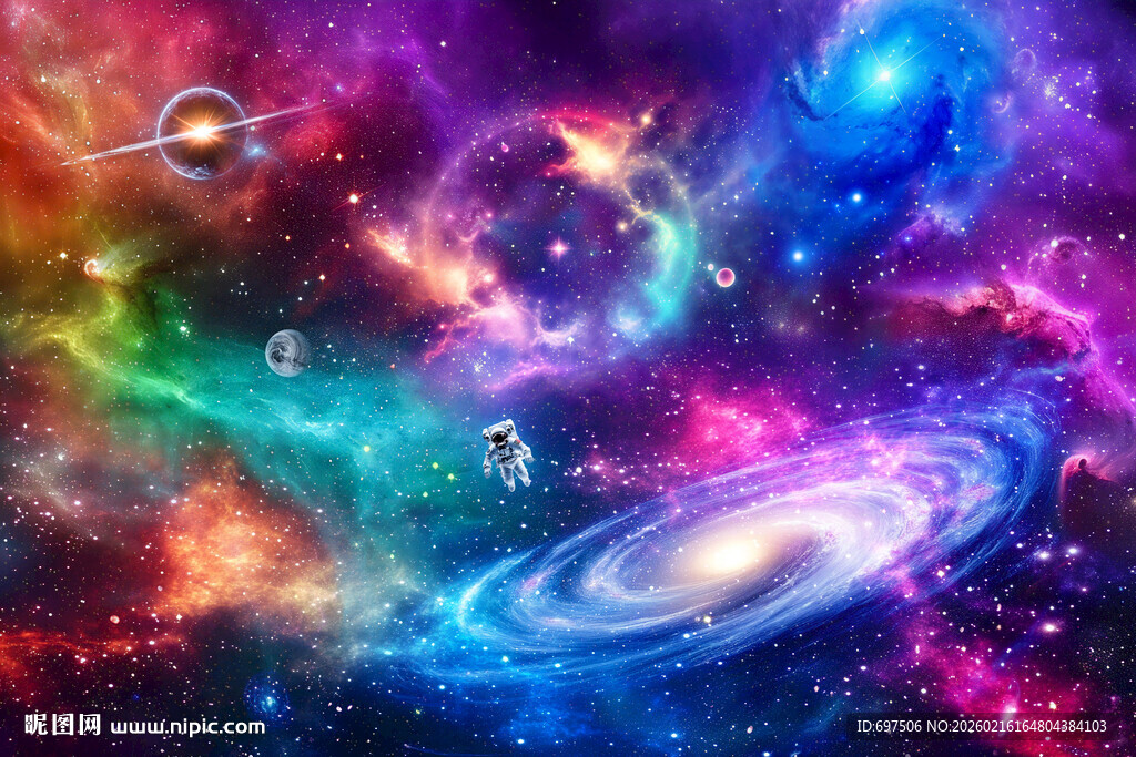 色彩斑斓宇宙星空外太空星球背景