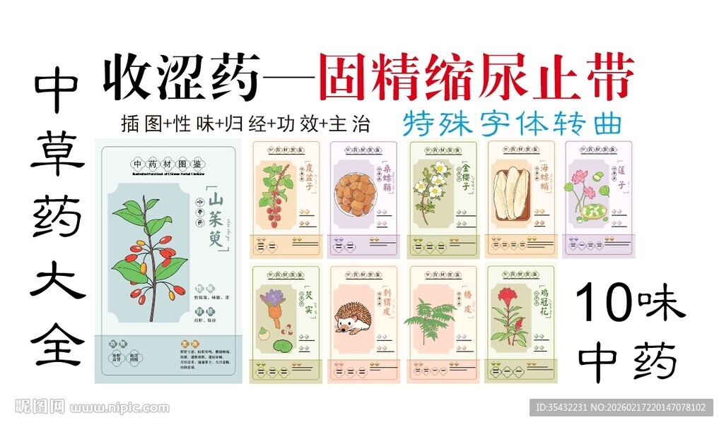 中草药大全之固精缩尿止带药