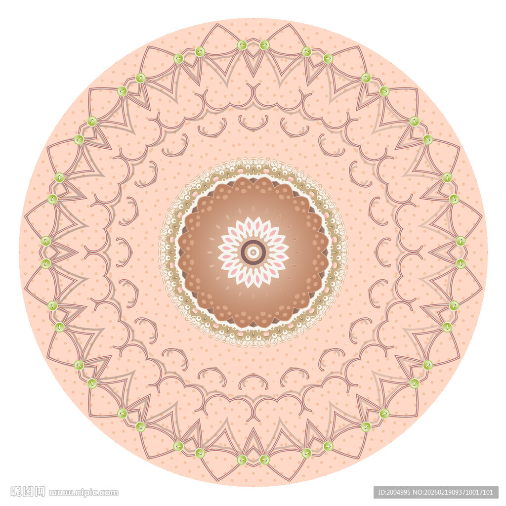 圆形古典数码印花