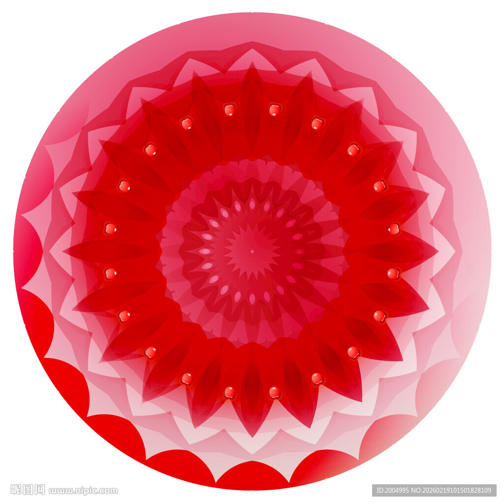 圆形渐变红色花纹图案