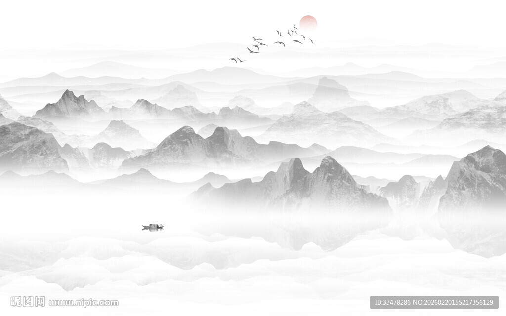 远山近水水墨风景