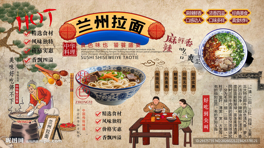 兰州拉面背景墙