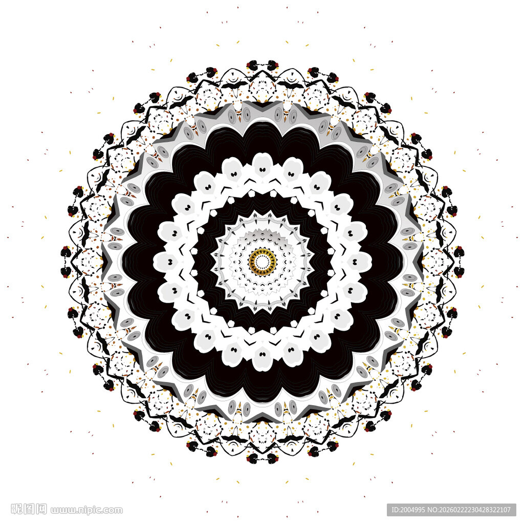 黑白曼陀罗花纹图案