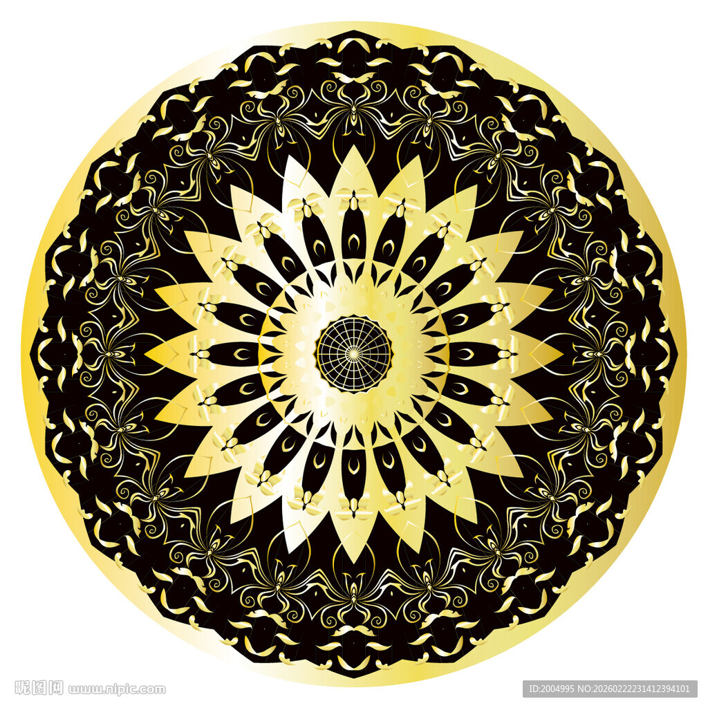 金色圆形花纹图案