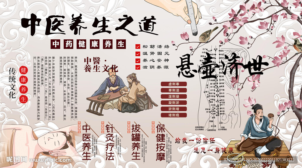 中医养生背景墙