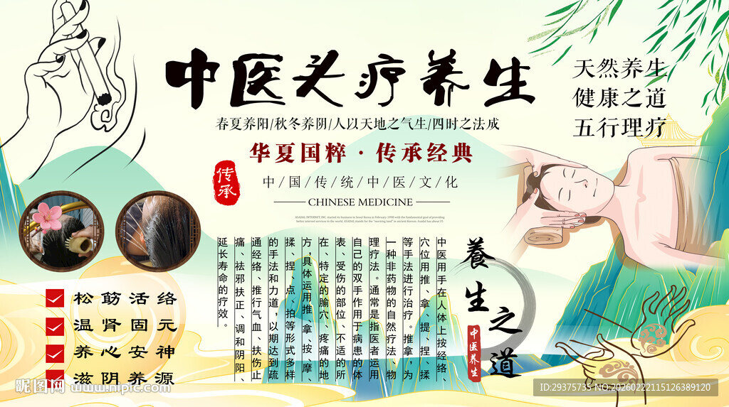 中医头疗背景墙