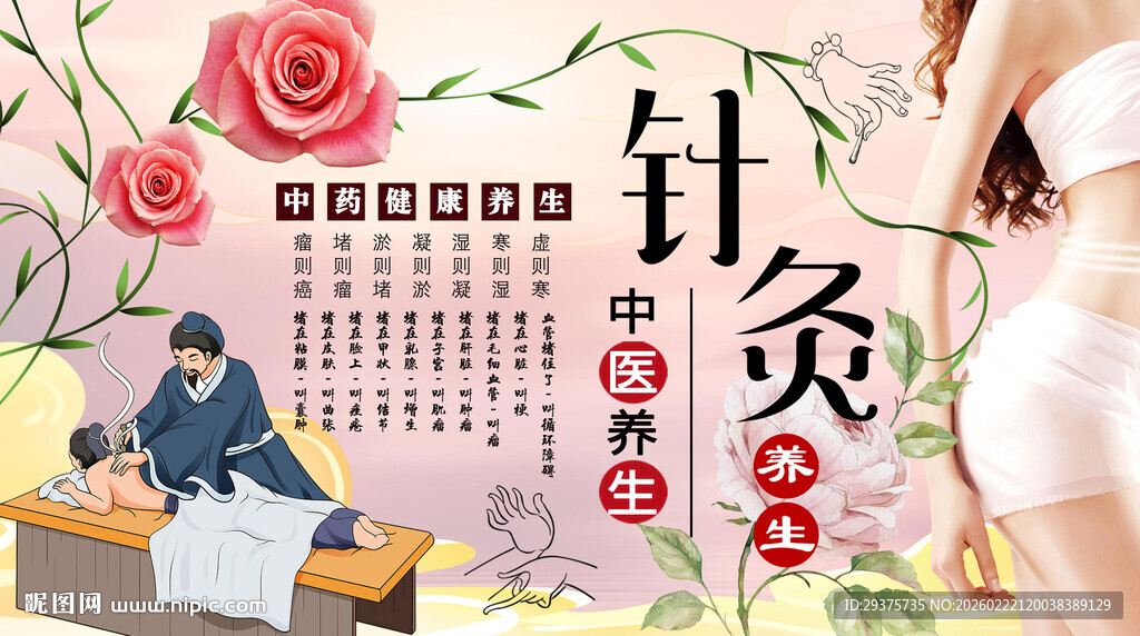 中医针灸背景墙