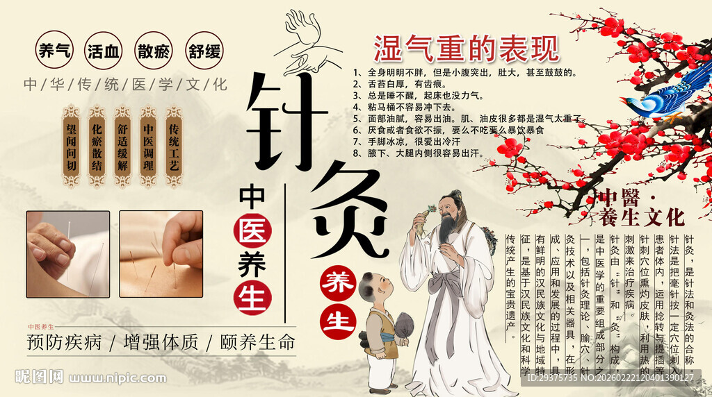 针灸养生背景墙