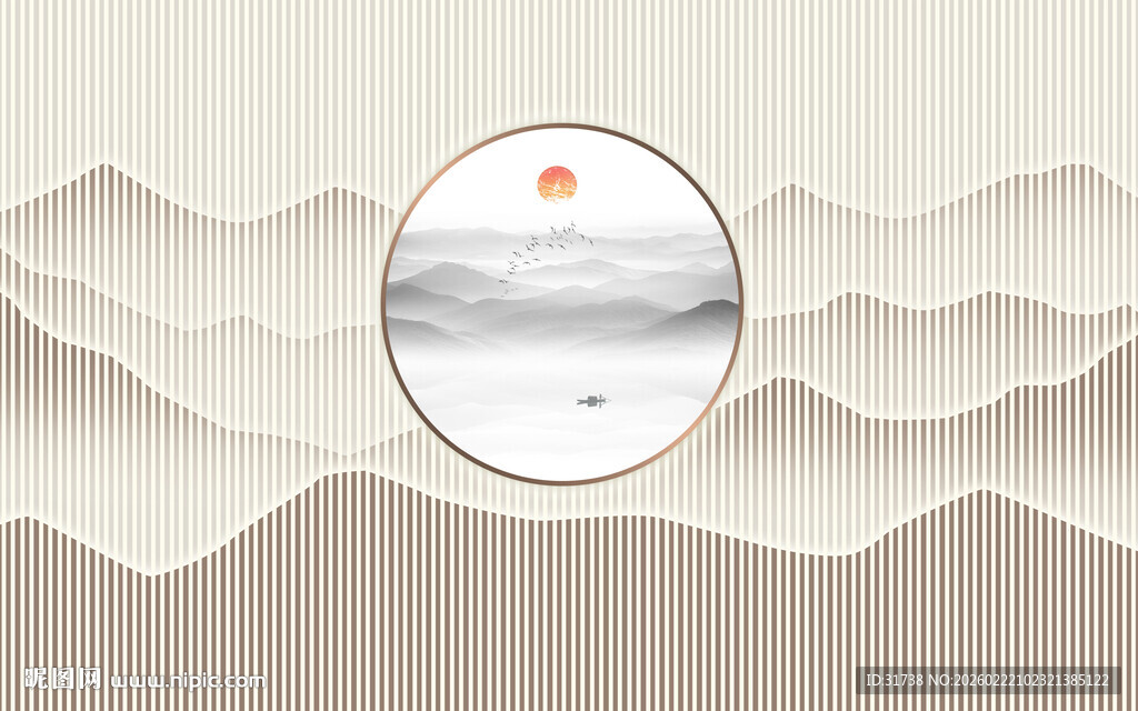 新中式山水背景墙