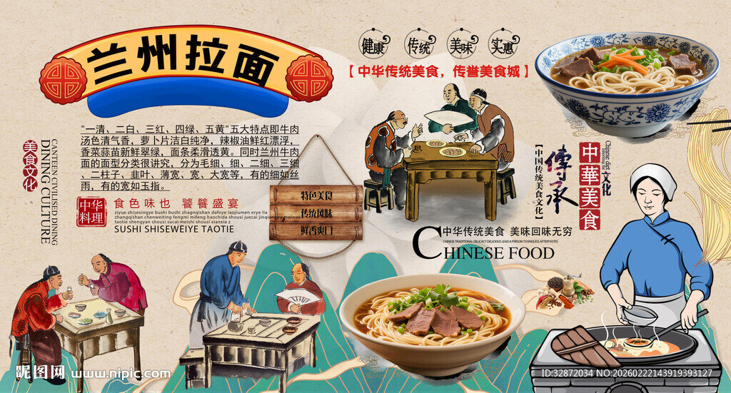 兰州拉面背景墙