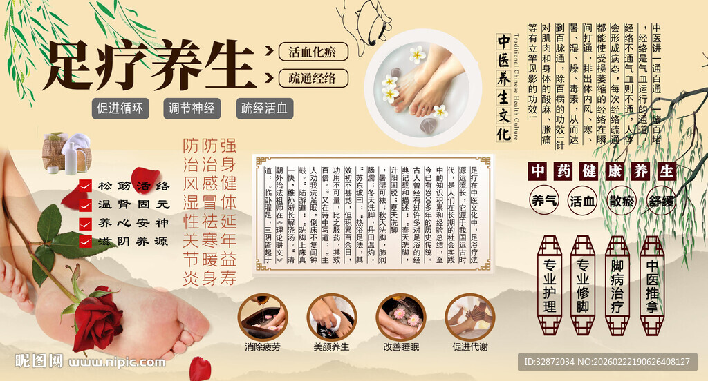 足疗养生背景墙