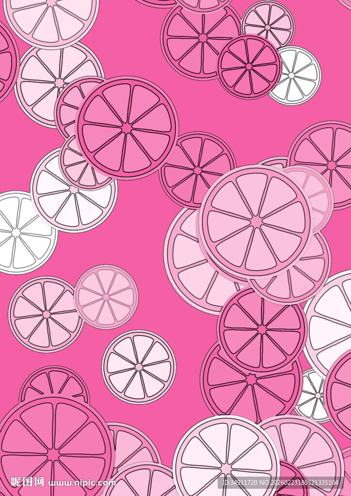粉色柠檬片图案背景纹理
