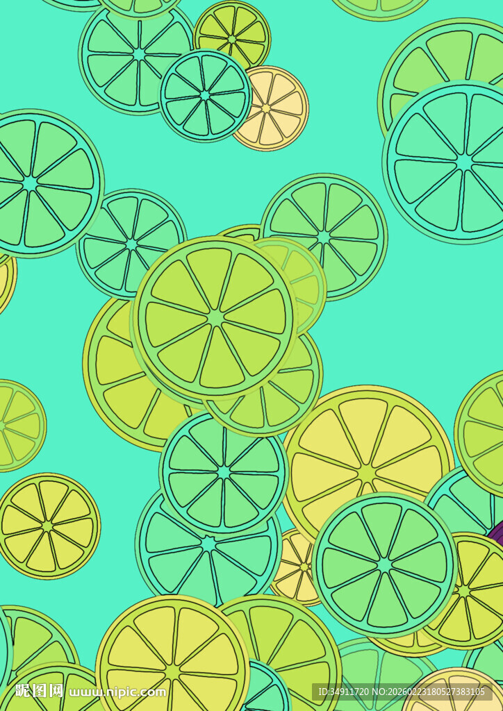 清新柠檬切片图案背景