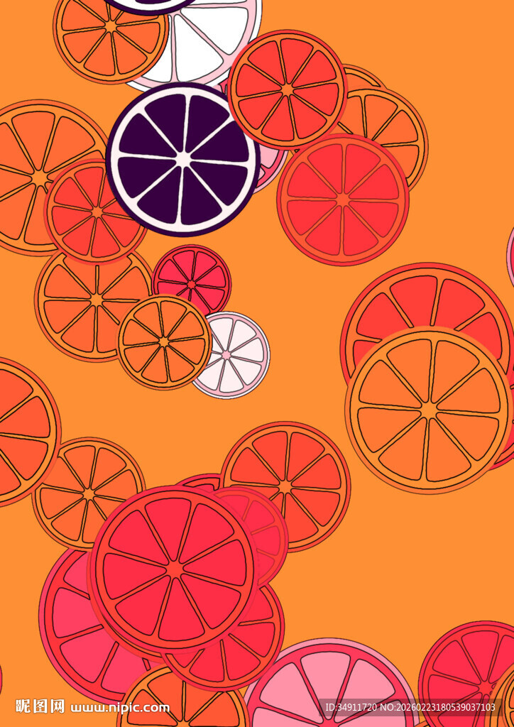 缤纷柑橘图案背景设计