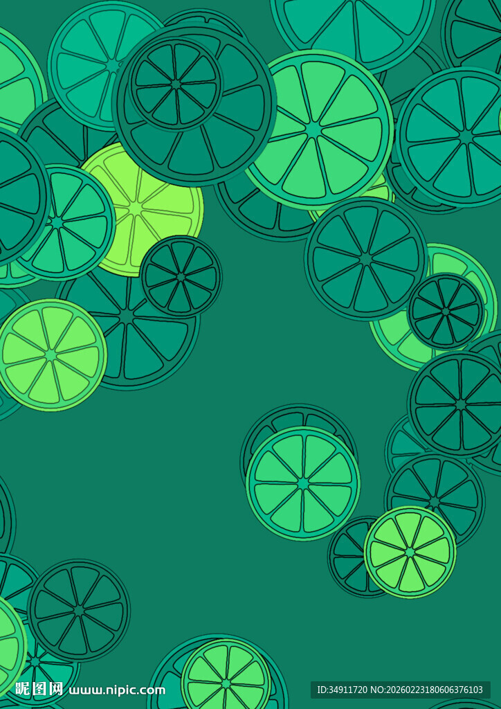 绿色柠檬片图案抽象背景