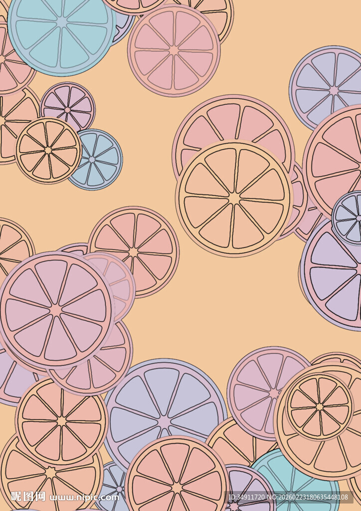 多彩柠檬切片图案背景