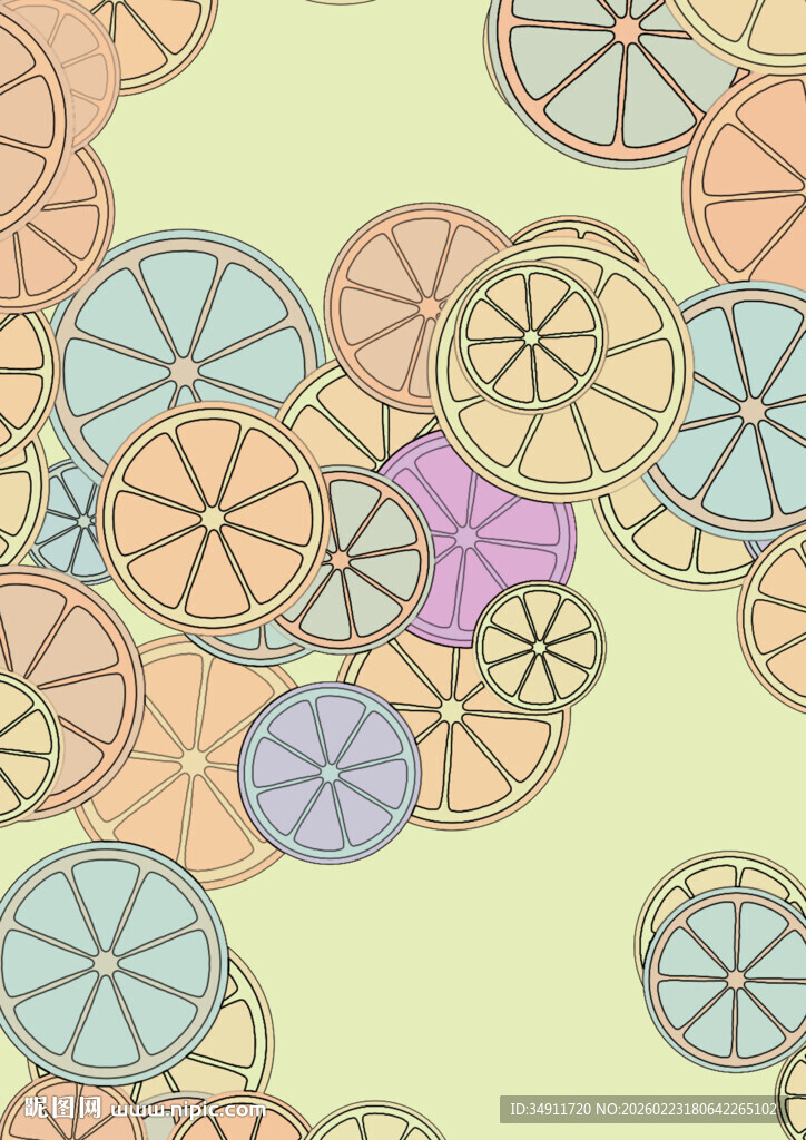 多彩圆形柠檬片图案背景纹理