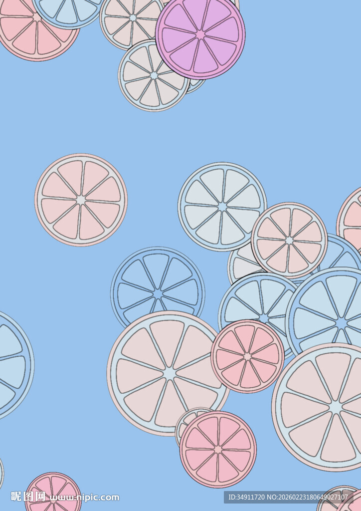 多彩柠檬片图案背景