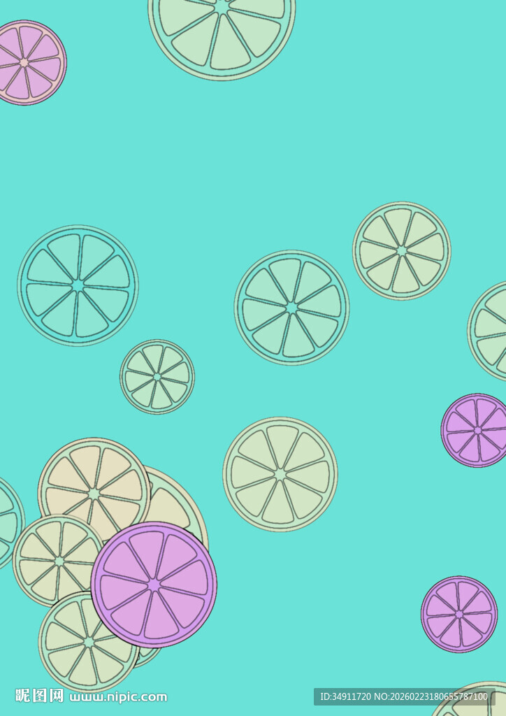 多彩柠檬片圆形图案背景纹理