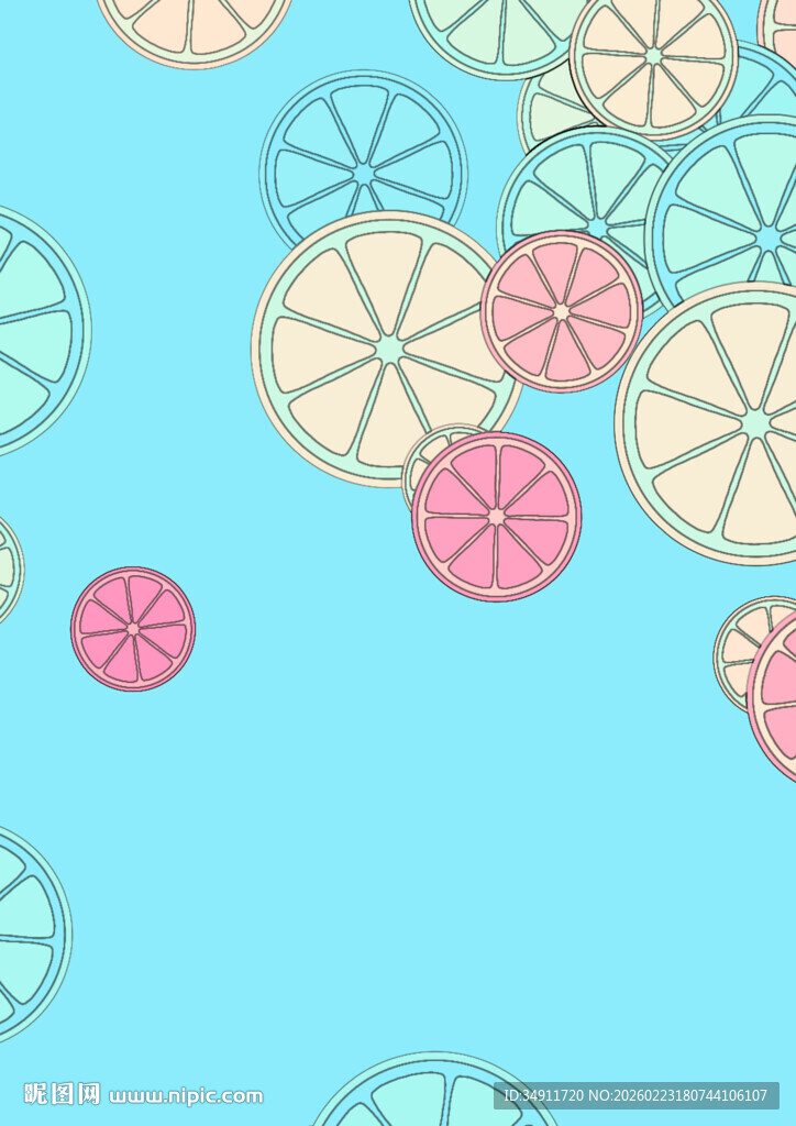 清新柠檬切片背景图案