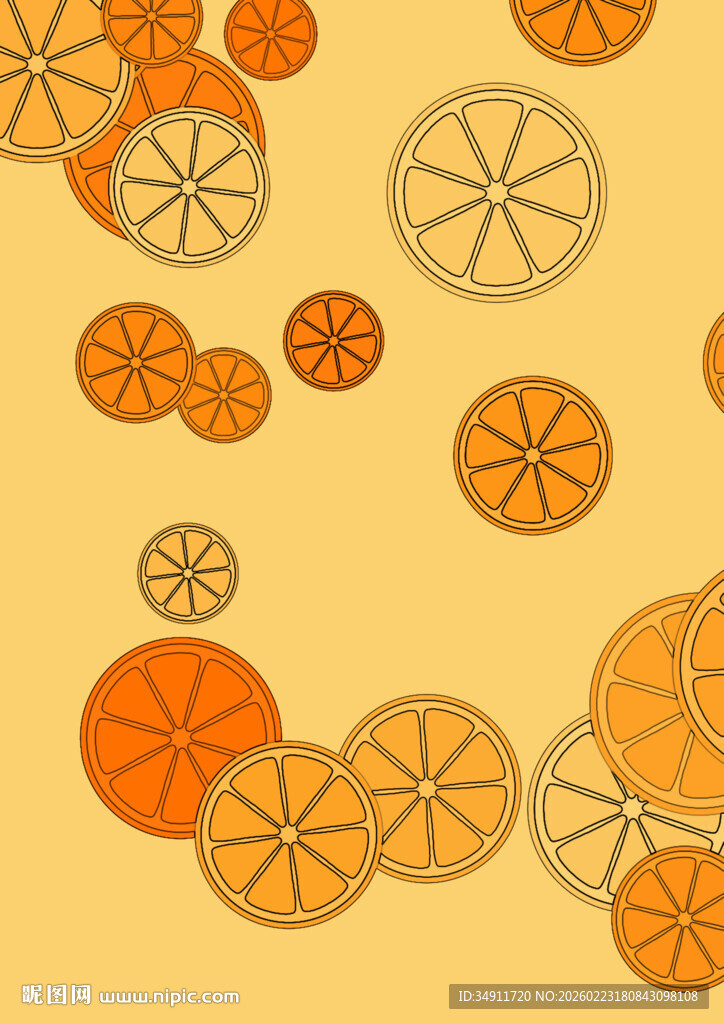 橙色柠檬切片背景图案