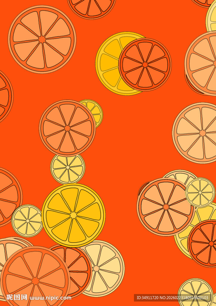 橙色水果切片图案背景