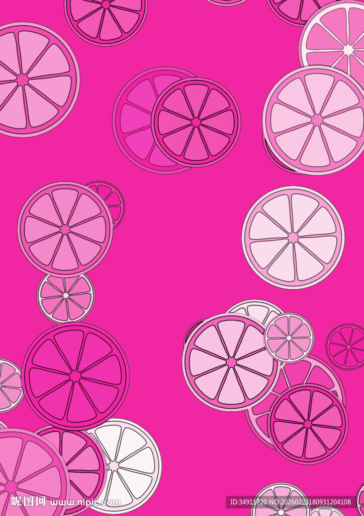 粉色背景圆形柠檬片图案装饰图