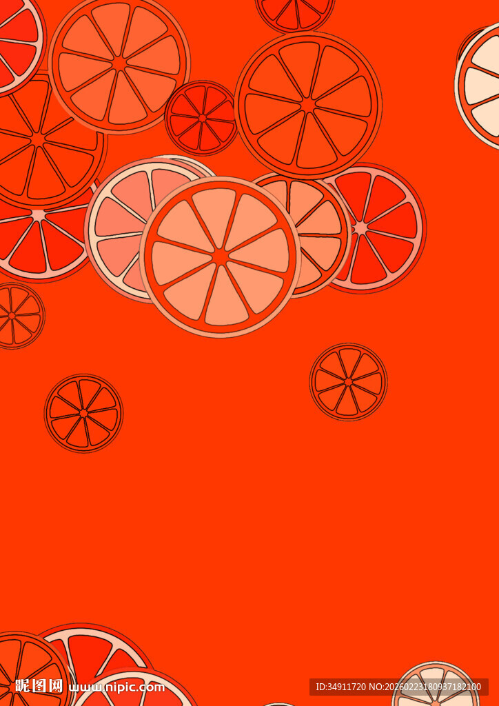 橙色柑橘切片图案背景