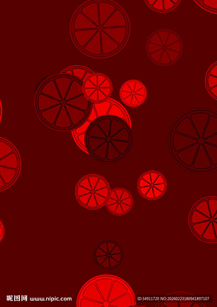红色柠檬片图案背景纹理