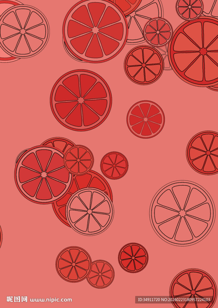红色柑橘切片图案背景