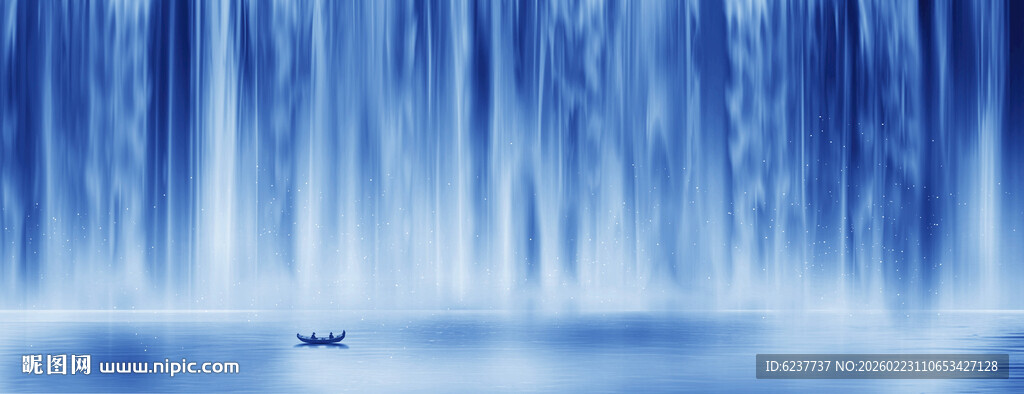 高山流水瀑布山水图