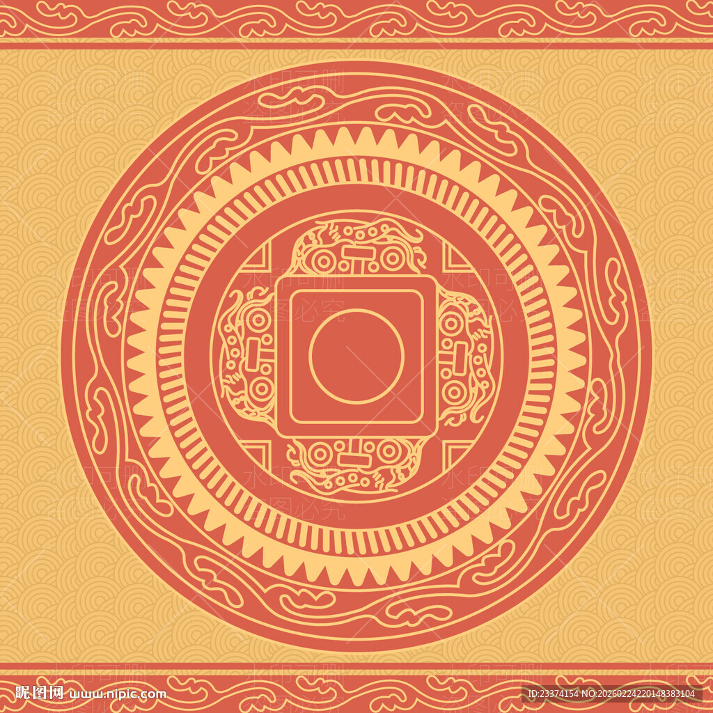 传统中式圆形花纹图案