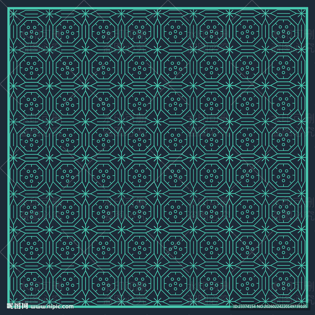 蓝绿色几何花纹图案