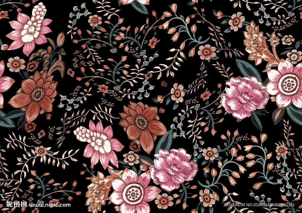 复古风花卉图案背景