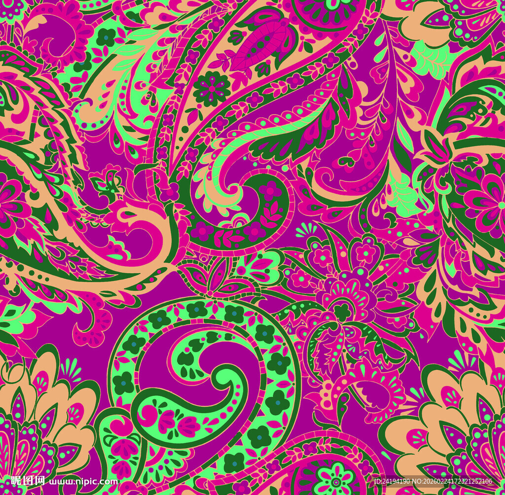 绚丽多彩的佩斯利花纹图案
