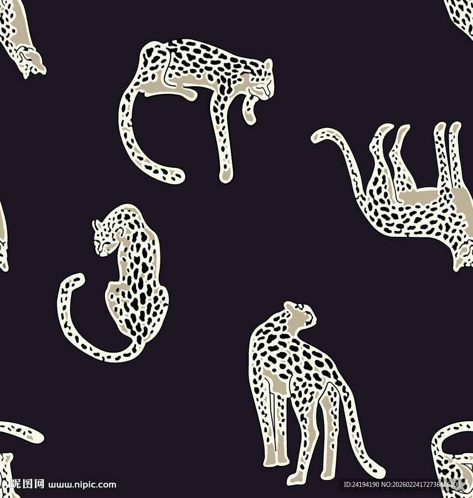 豹纹图案的动物剪影图案